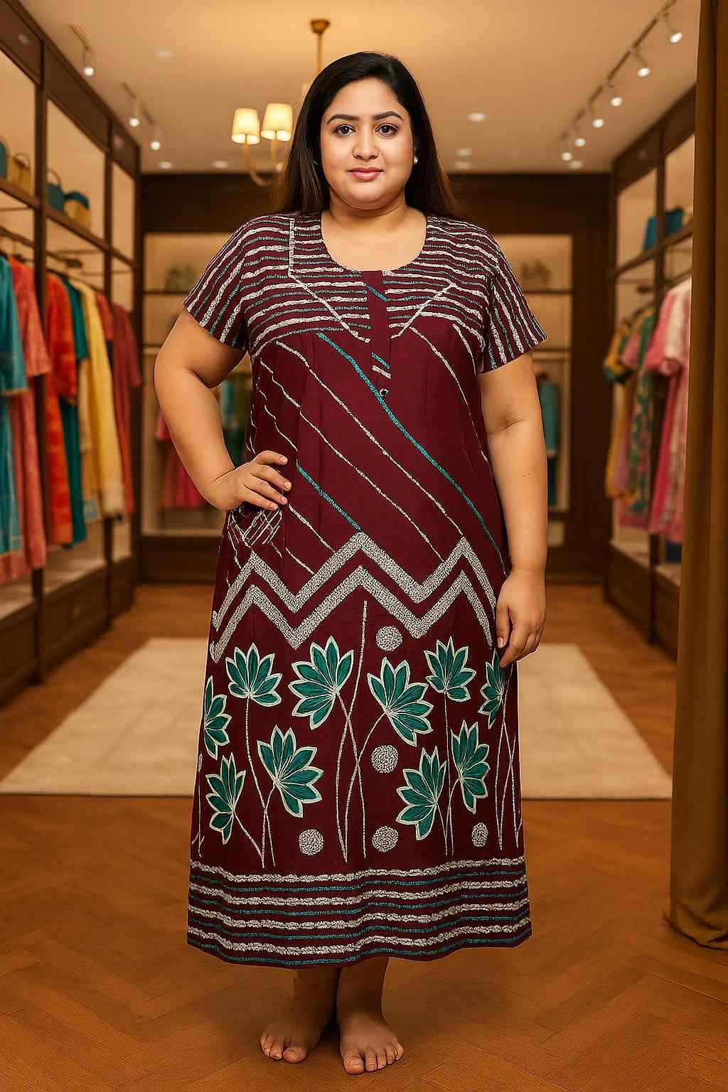 3XL nighty maroon - Womens clothing in Nagercoil